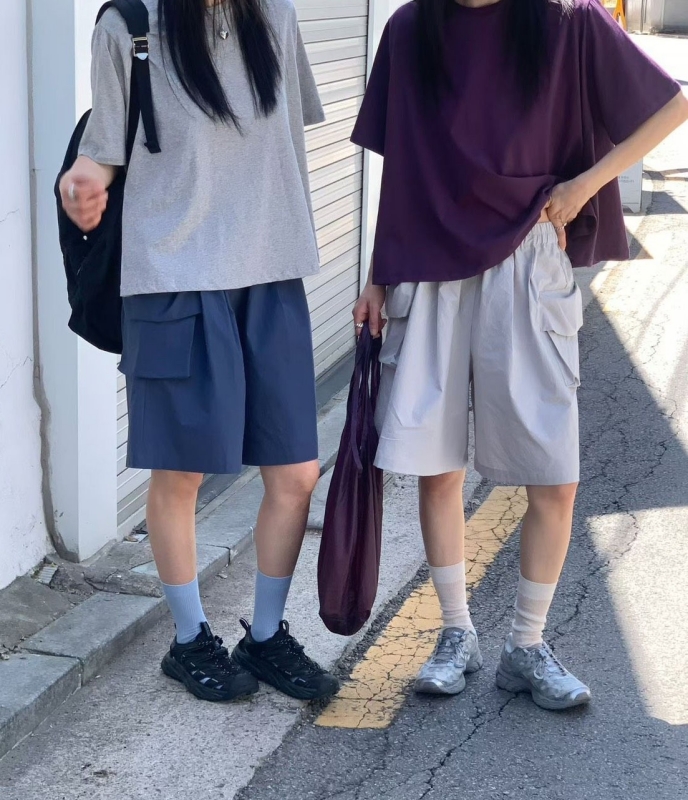 韓 側大口袋短褲 3色 size