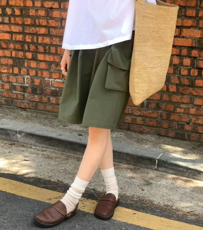 韓 側大口袋短褲 3色 size