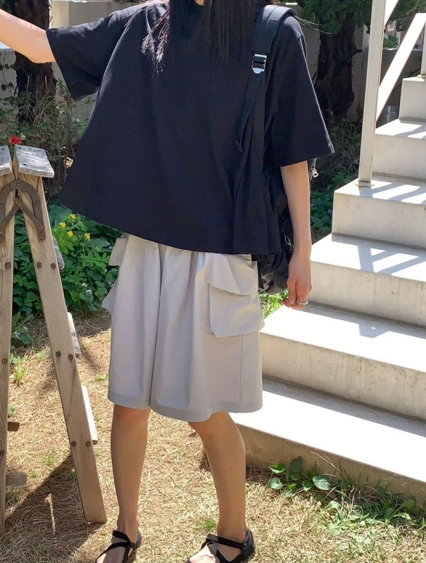 韓 側大口袋短褲 3色 size