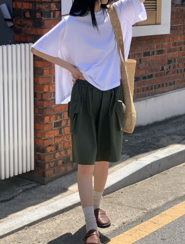 韓 側大口袋短褲 3色 size