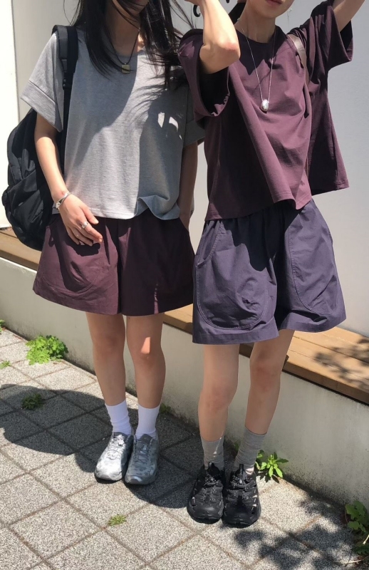韓 大口袋腰鬆緊短褲 3色