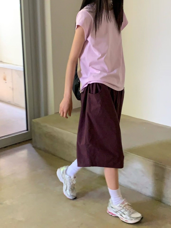 韓 腰鬆緊六分褲 3色