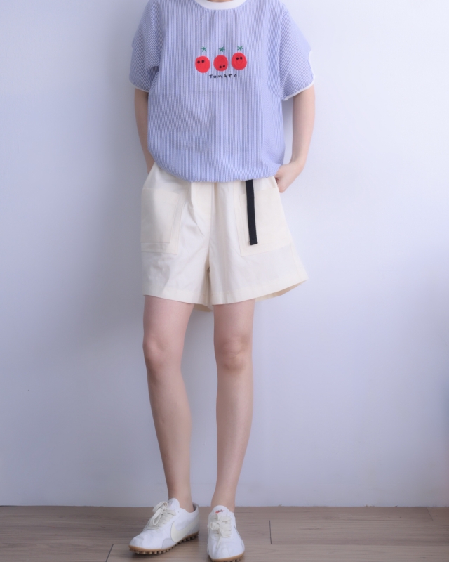 韓 腰帶雙口袋短褲 3色