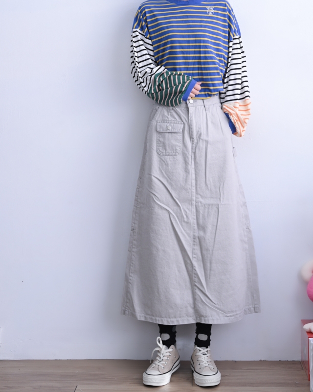 韓 小標休閒綿長裙 3色 size