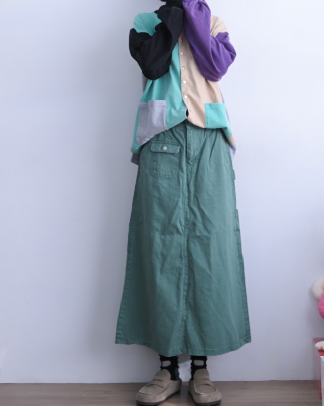 韓 小標休閒綿長裙 3色 size