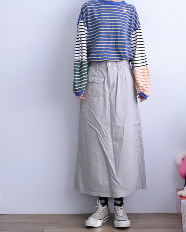 韓 小標休閒綿長裙 3色 size