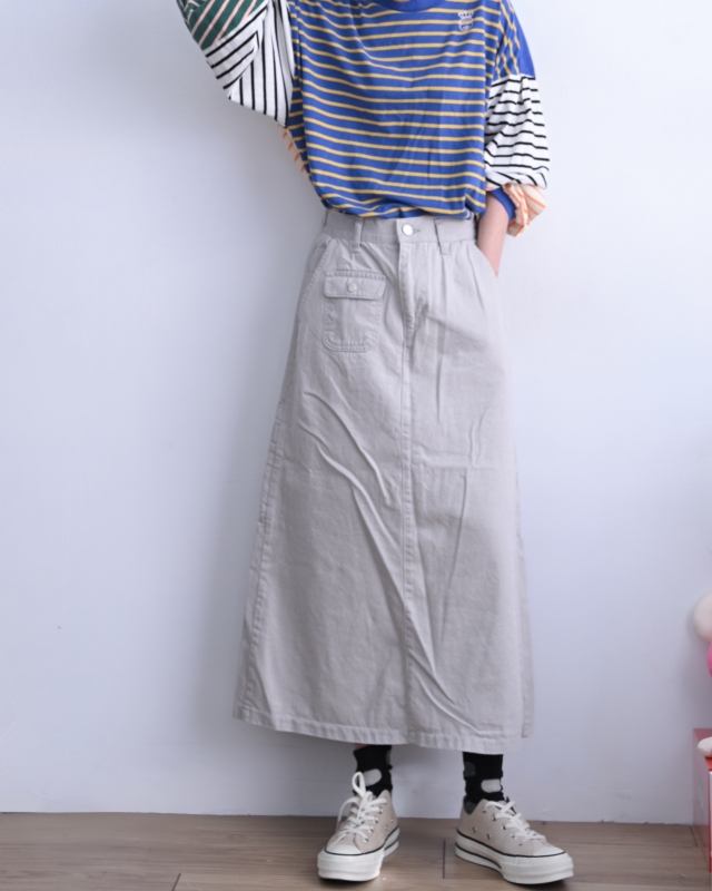 韓 小標休閒綿長裙 3色 size