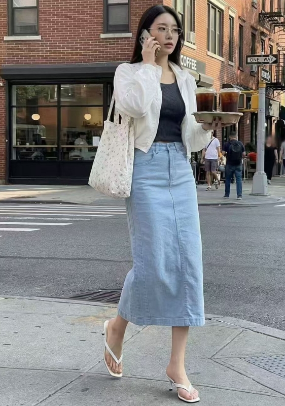 韓 素色棉質長裙 3色