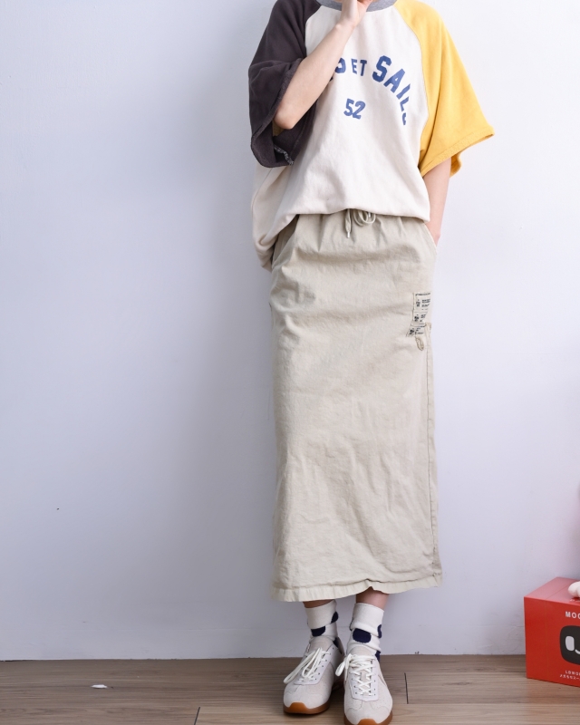 韓 貼布棉長裙 3色 size