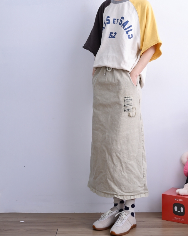 韓 貼布棉長裙 3色 size