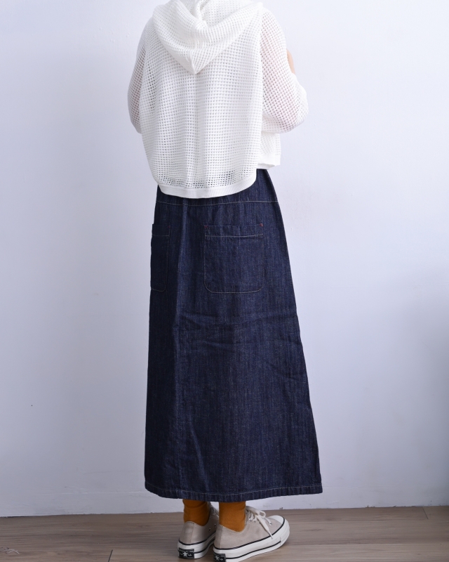 韓 方口袋深牛仔裙 size