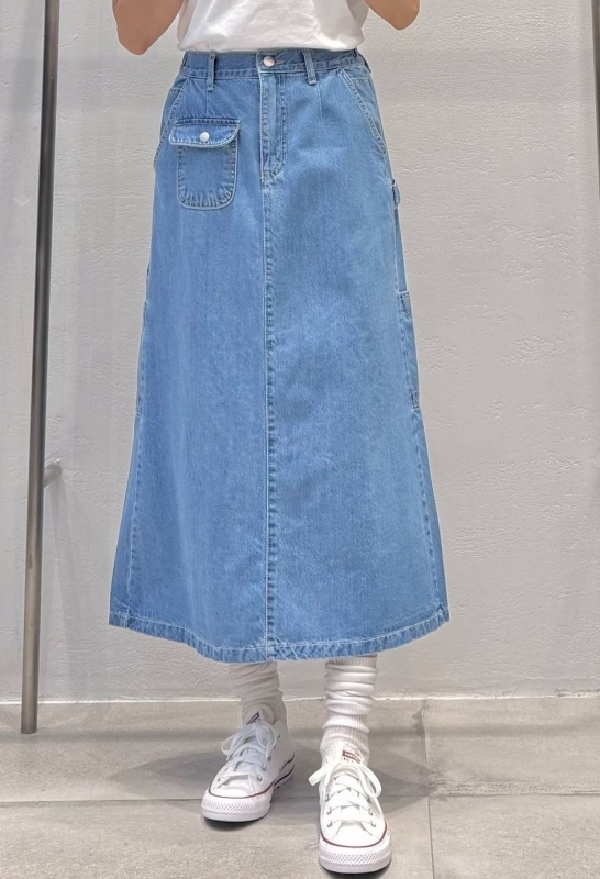 韓 小口袋淺刷色牛仔裙 size