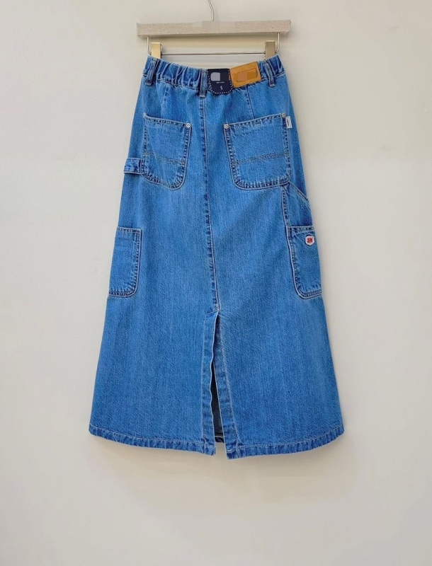 韓 小口袋淺刷色牛仔裙 size