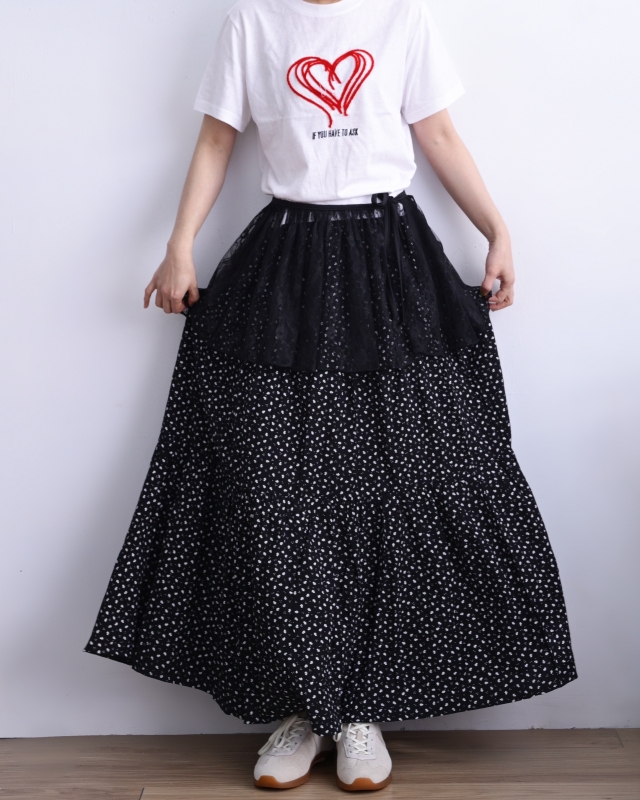 韓 小碎花長裙 size