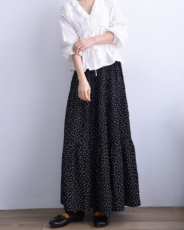 韓 小碎花長裙 size