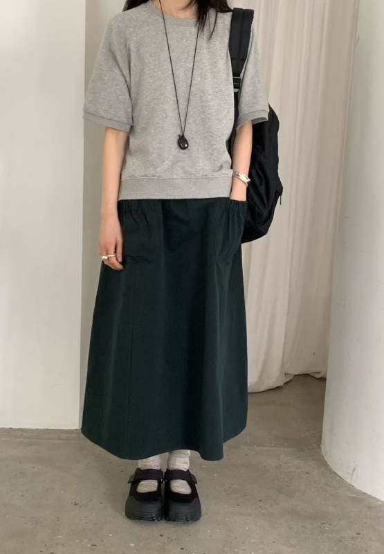 韓 鬆緊口袋長裙 3色 size