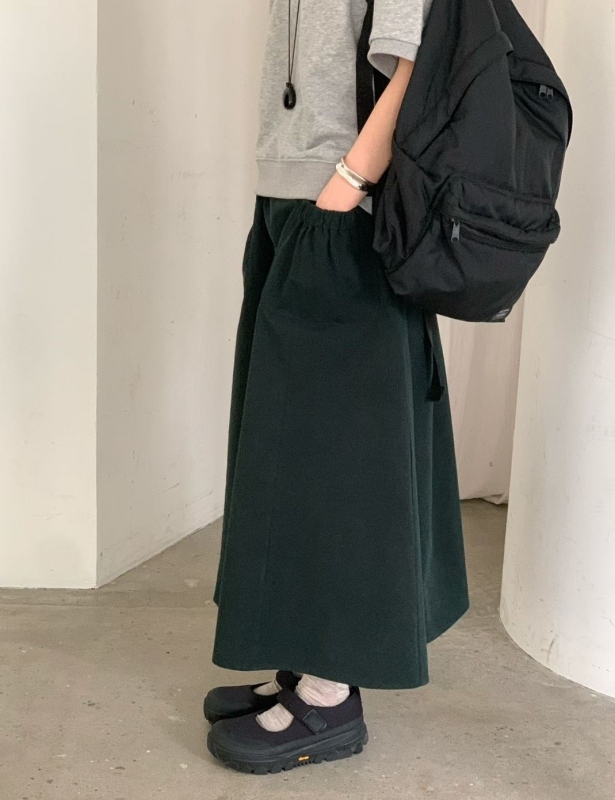 韓 鬆緊口袋長裙 3色 size