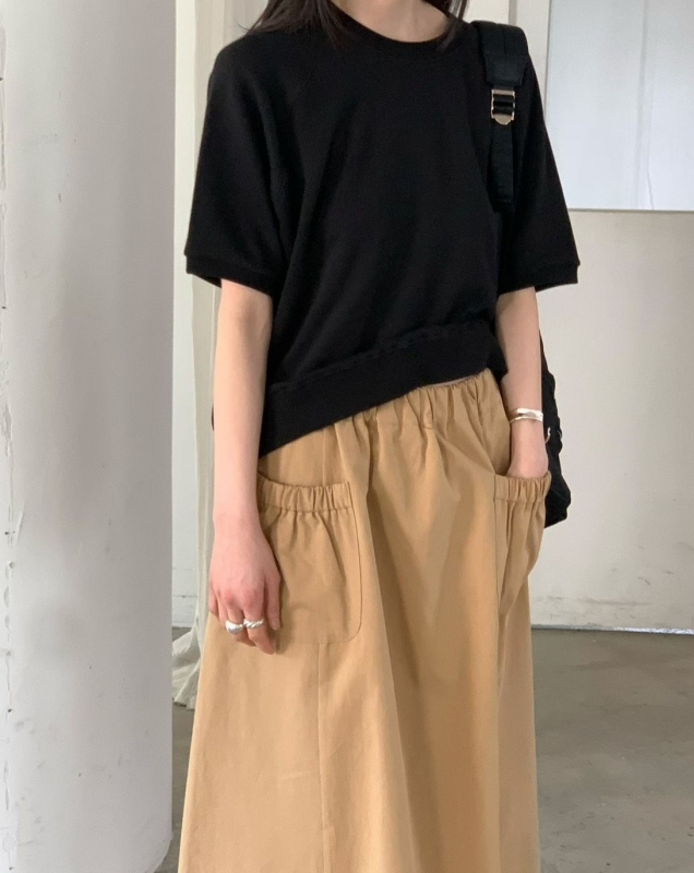 韓 鬆緊口袋長裙 3色 size