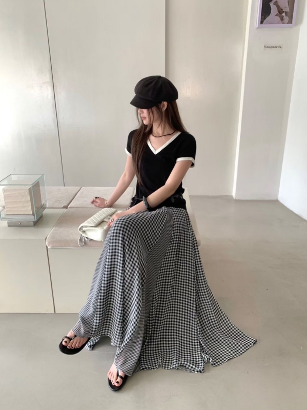 韓 大格小格長裙