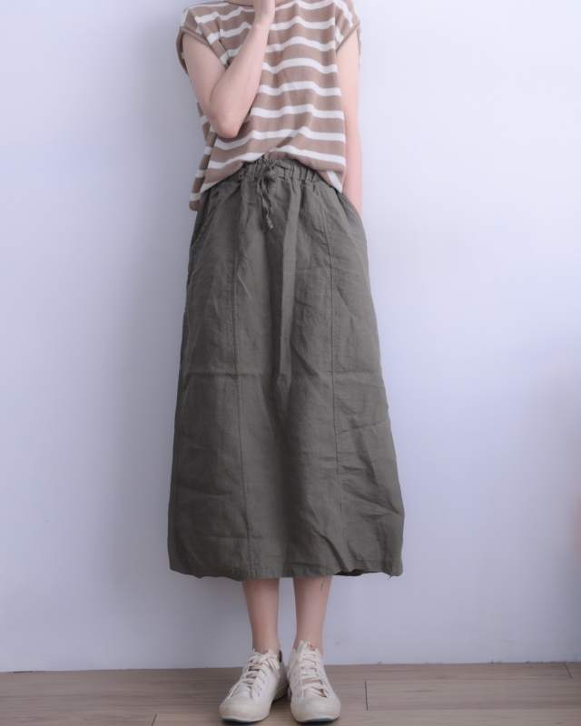 韓 綁帶棉麻長裙 3色 size