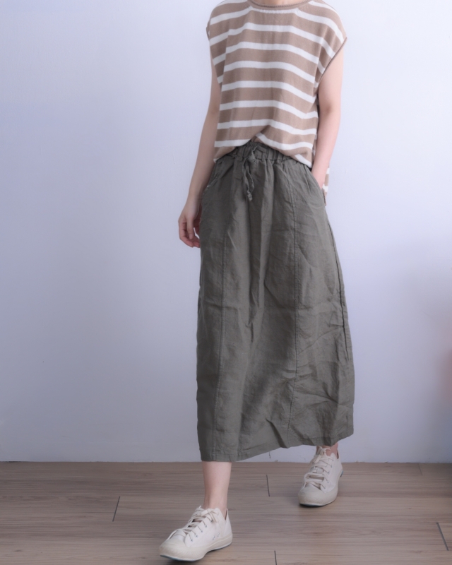 韓 綁帶棉麻長裙 3色 size