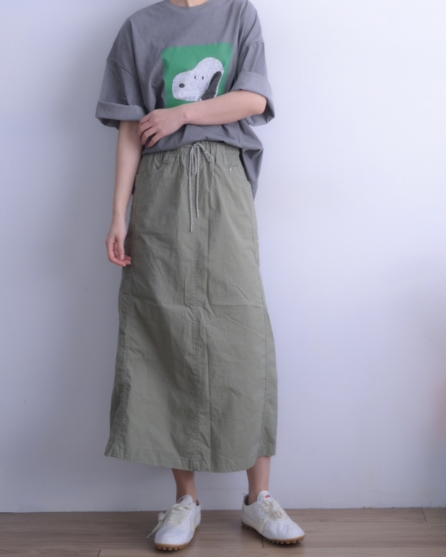 韓 腰綁帶後衩長裙 2色 size