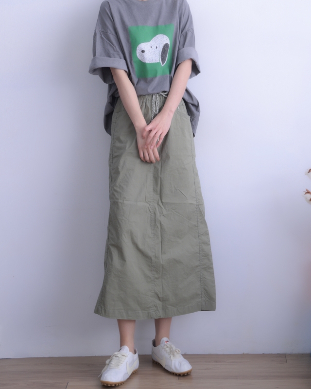 韓 腰綁帶後衩長裙 2色 size
