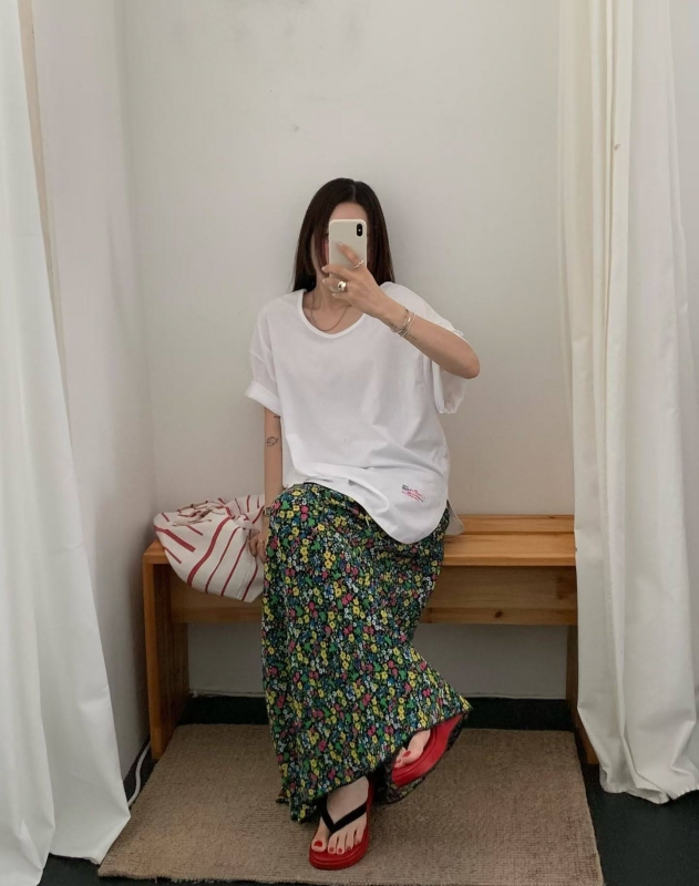 韓 豹紋花點長裙 3色