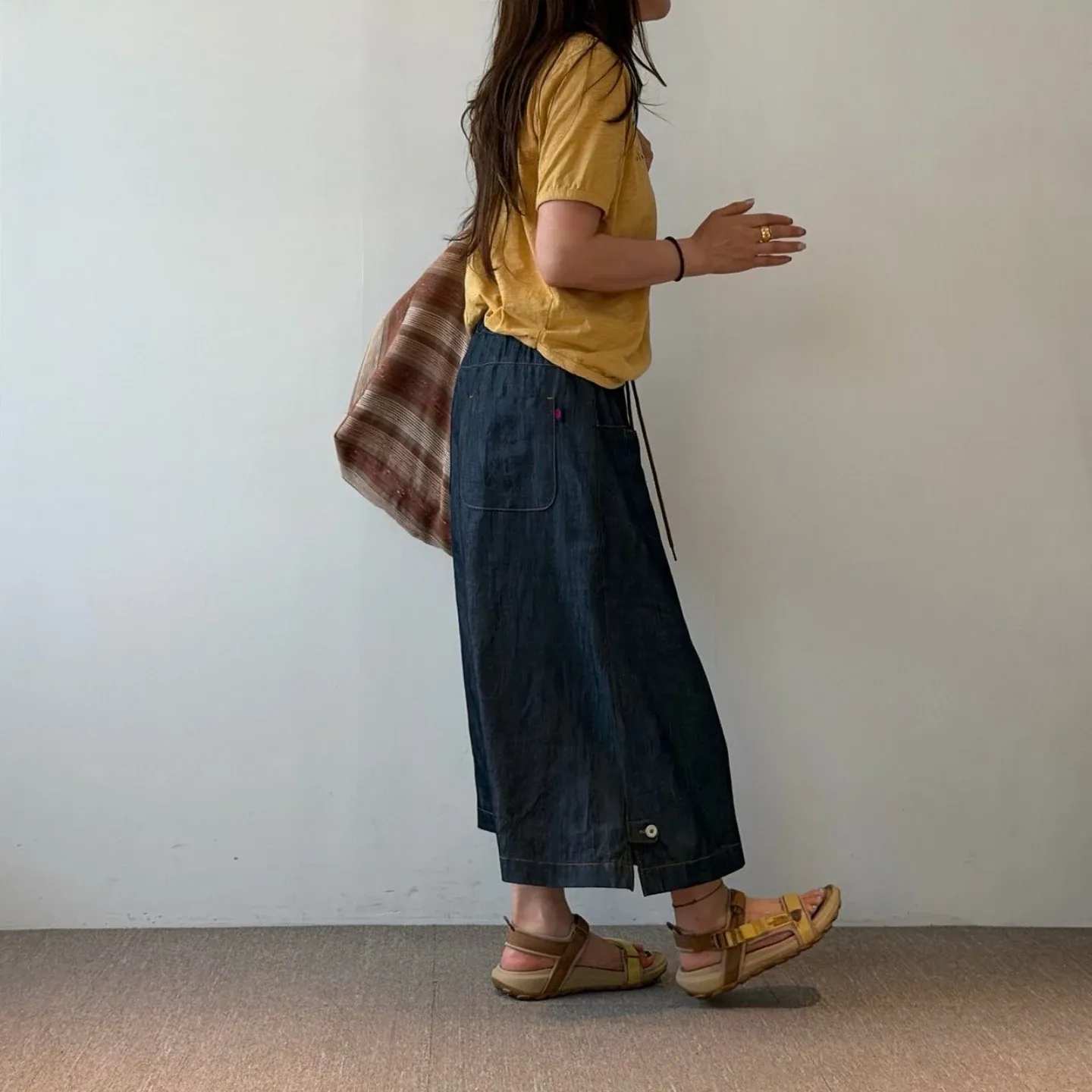 韓 小標前口袋長裙 2色