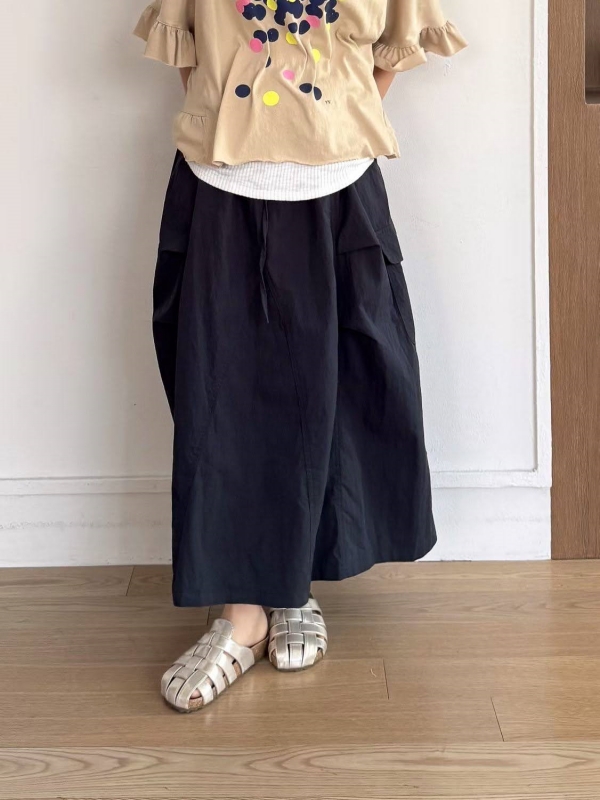 韓 小標大口袋長裙 3色