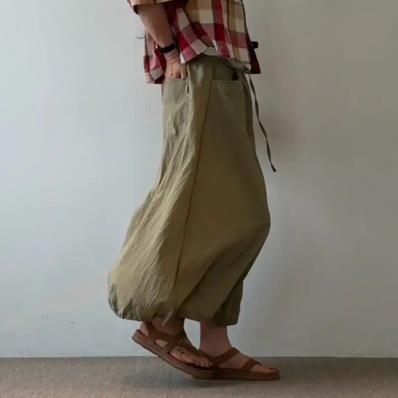 韓 裙襬抽繩長裙 3色