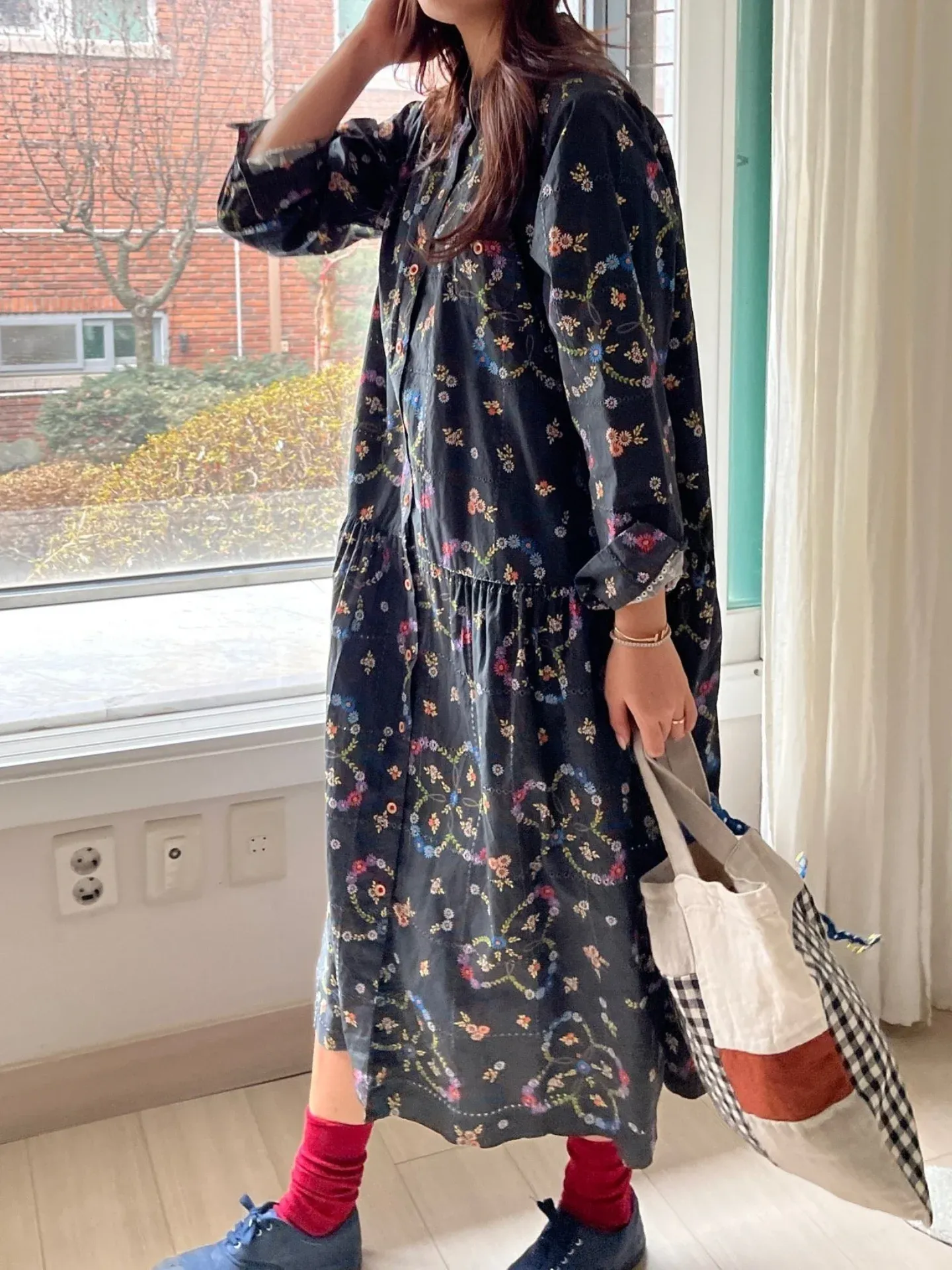 韓 繽紛小花長洋 2色