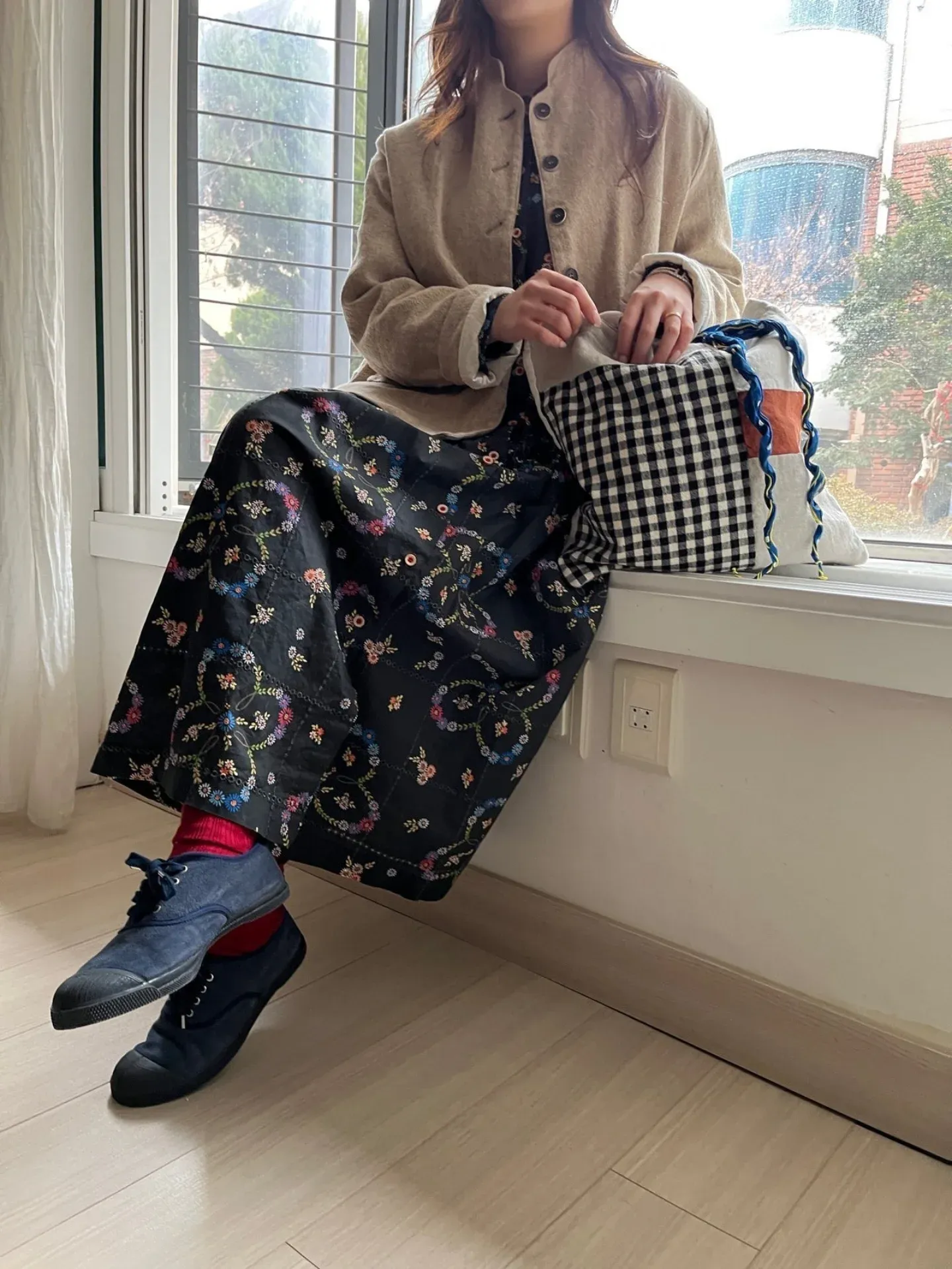 韓 繽紛小花長洋 2色