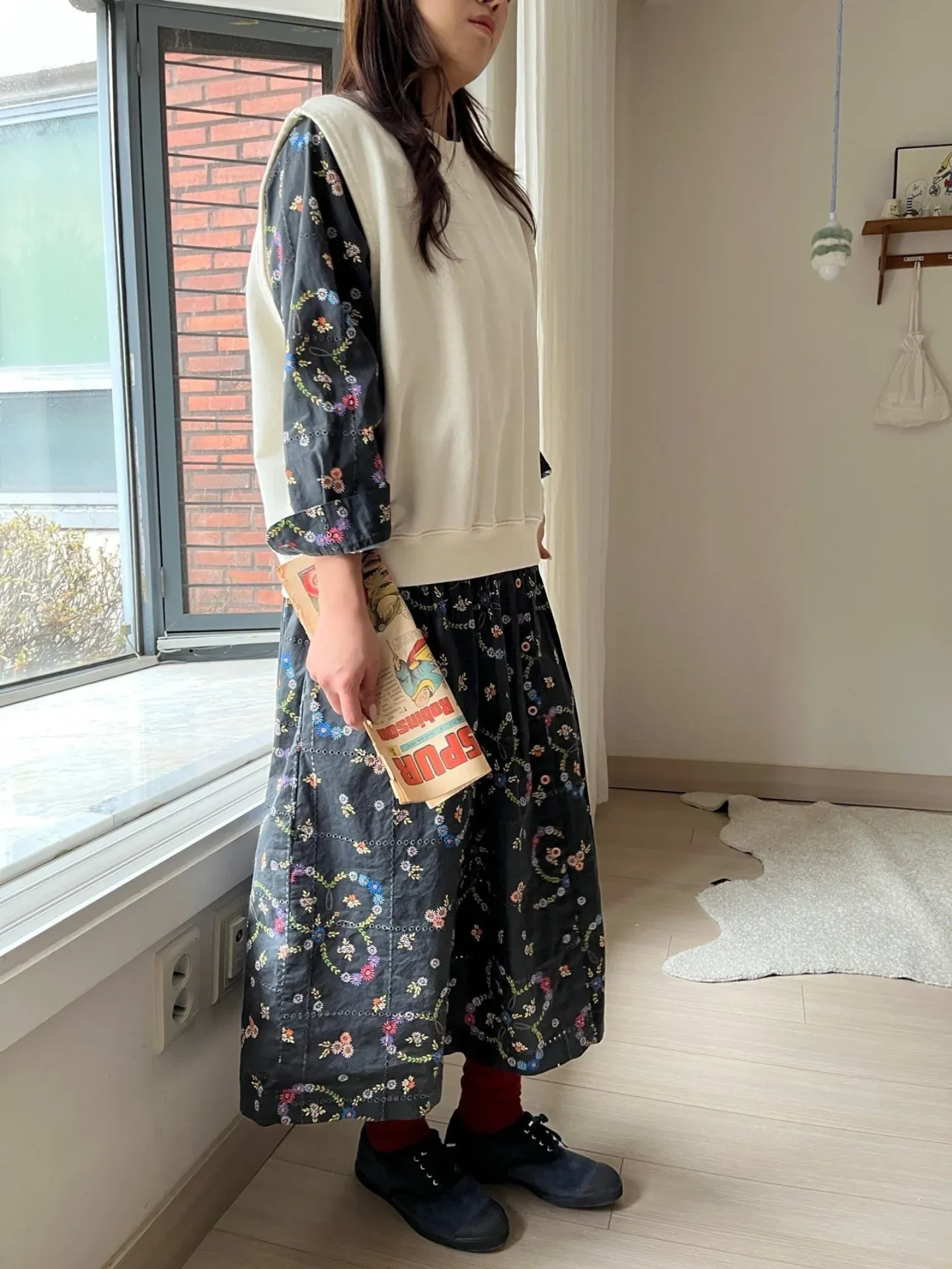 韓 繽紛小花長洋 2色