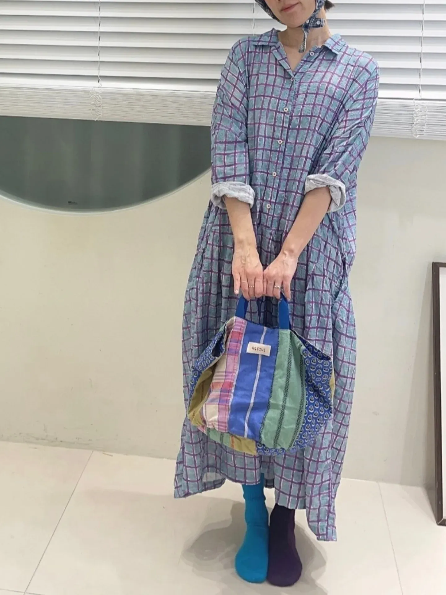 韓 小格文襯衫長洋 3色