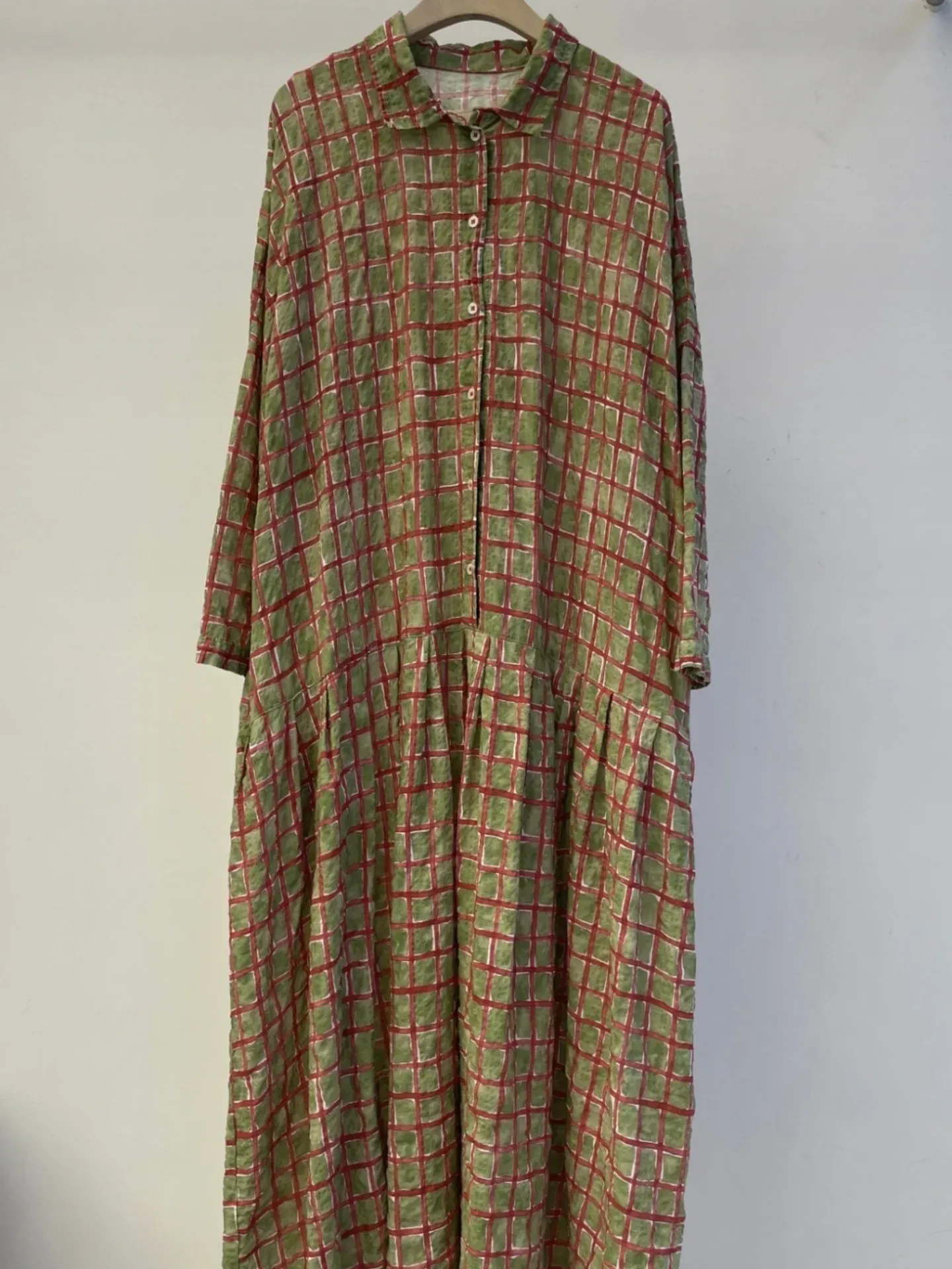 韓 小格文襯衫長洋 3色