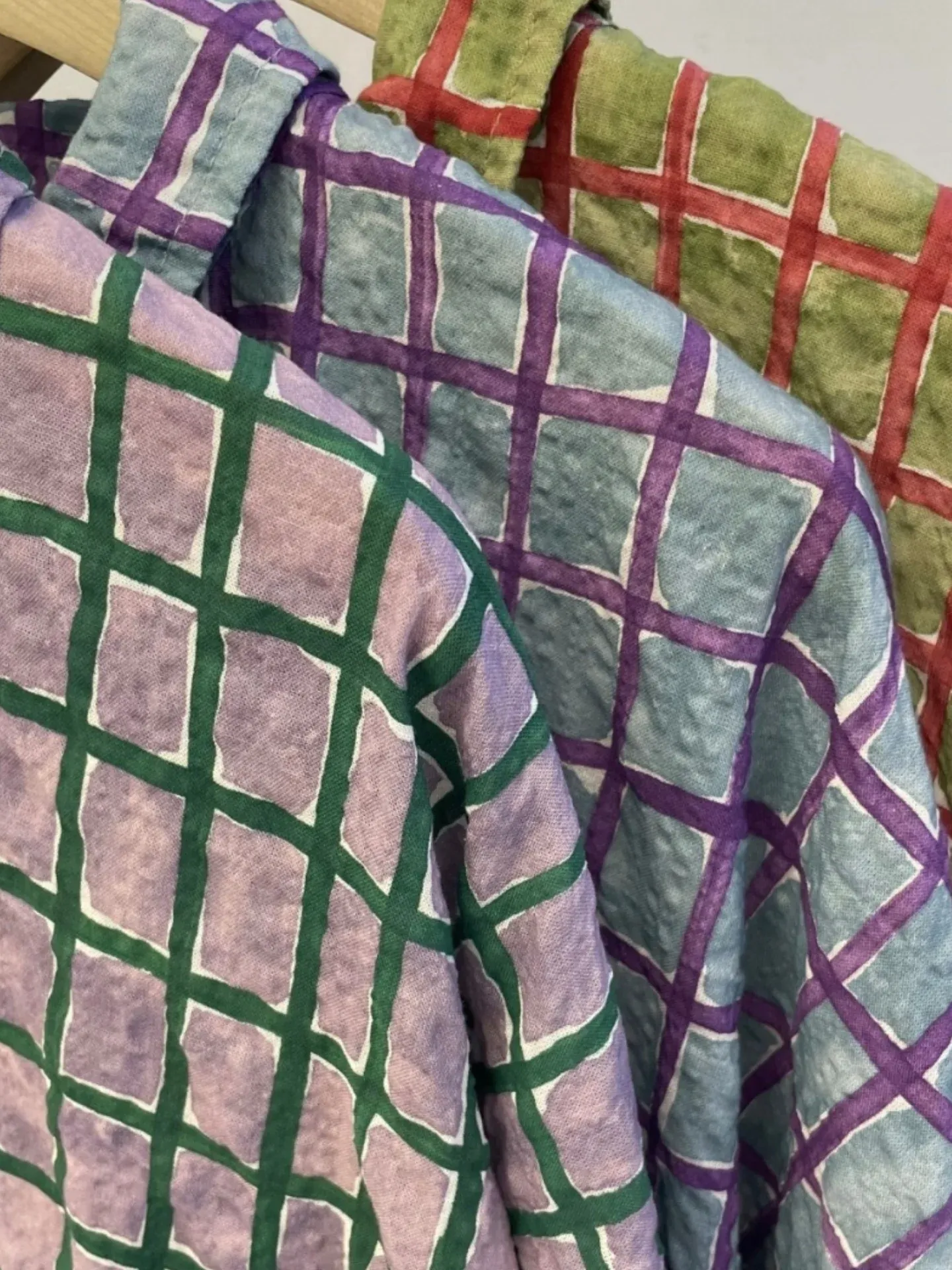 韓 小格文襯衫長洋 3色