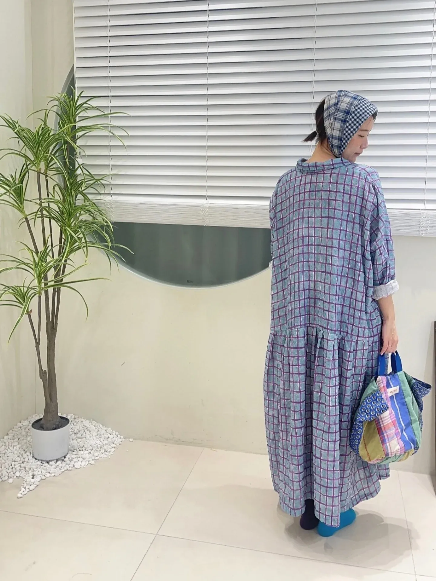 韓 小格文襯衫長洋 3色