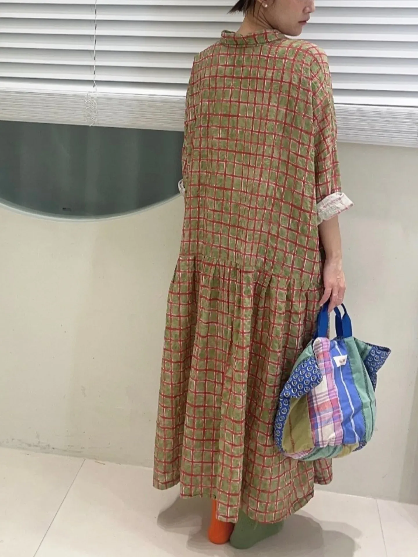 韓 小格文襯衫長洋 3色