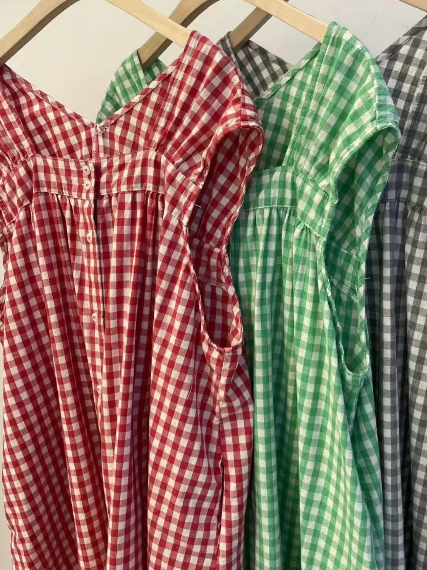 韓 兩面穿格紋長洋 3色