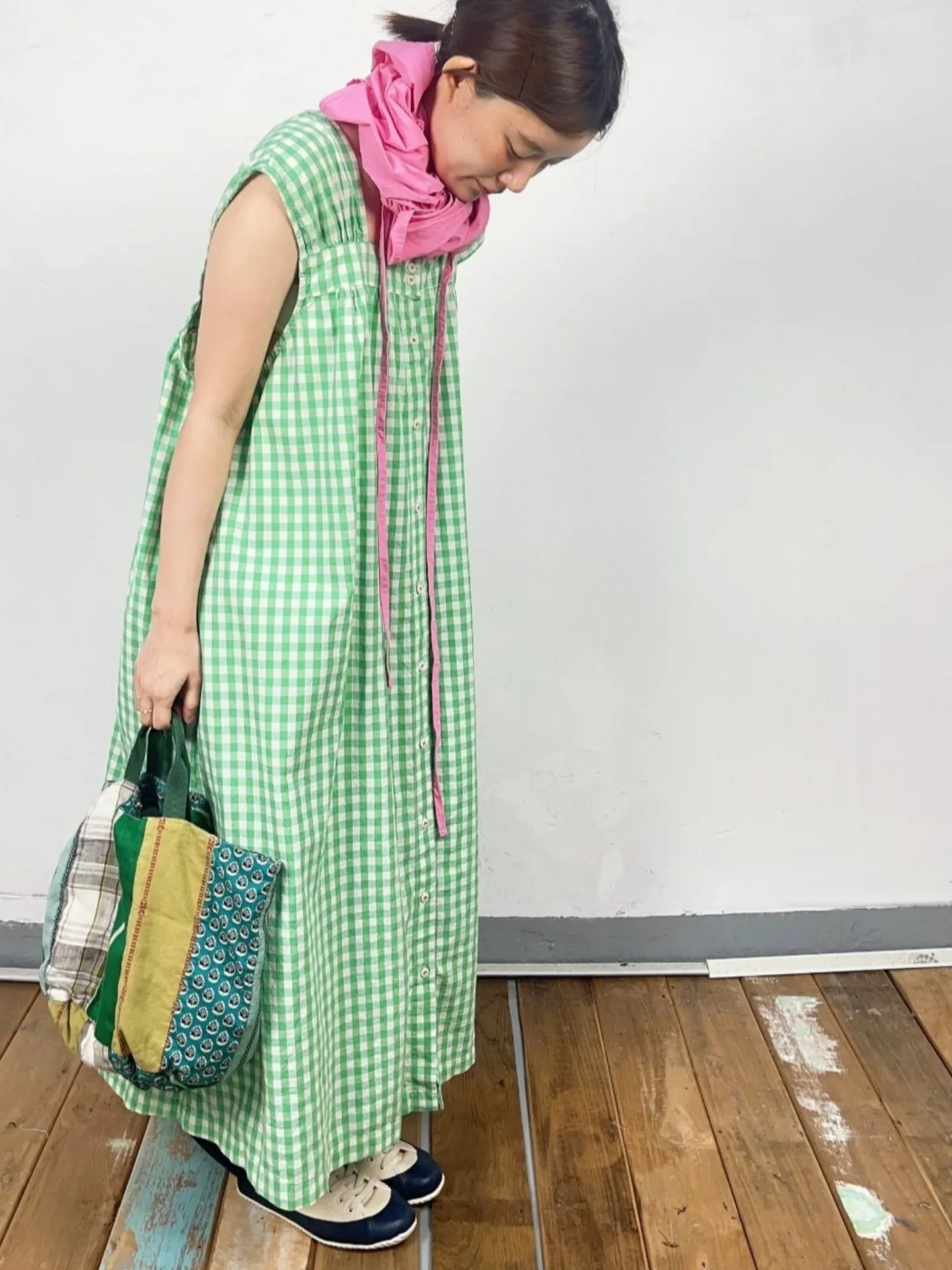 韓 兩面穿格紋長洋 3色