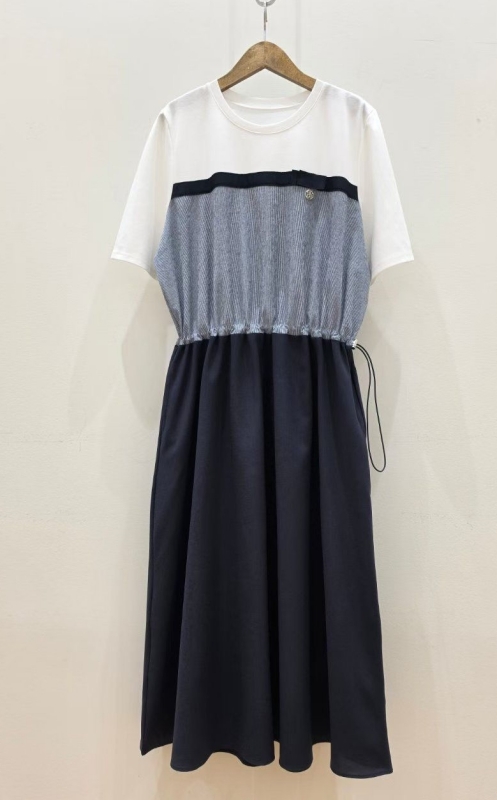 韓 細條配色長洋 size