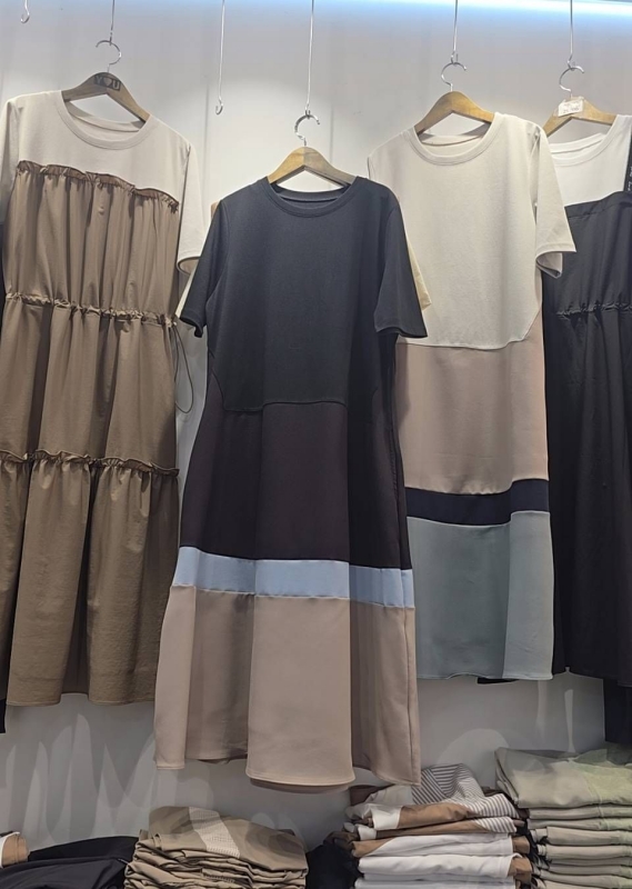 韓 大色塊配色長洋 2色 size