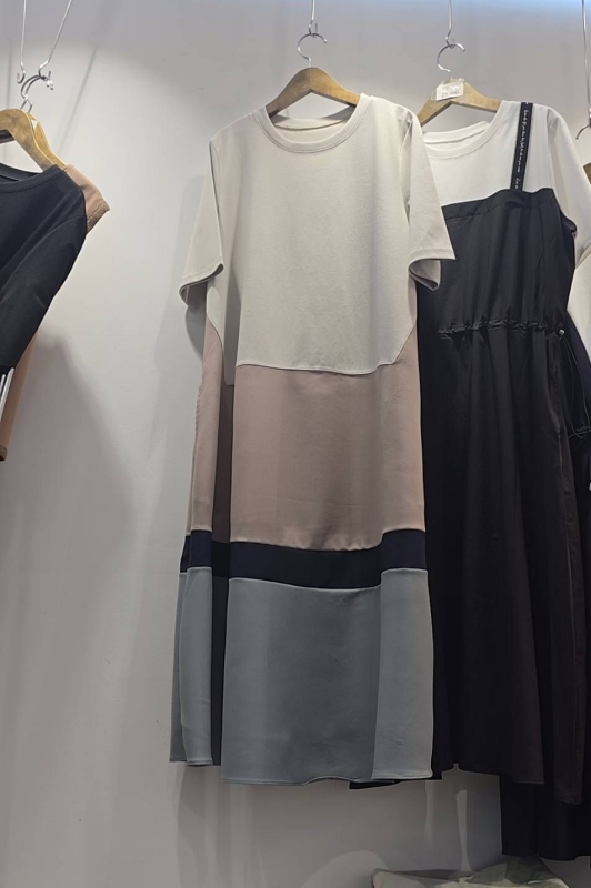 韓 大色塊配色長洋 2色 size