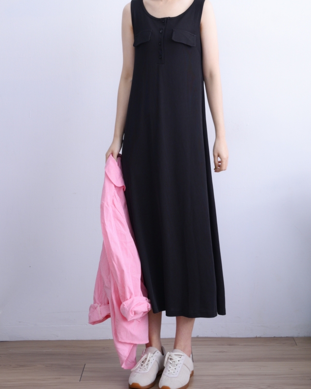 韓 U領背心長洋 3色