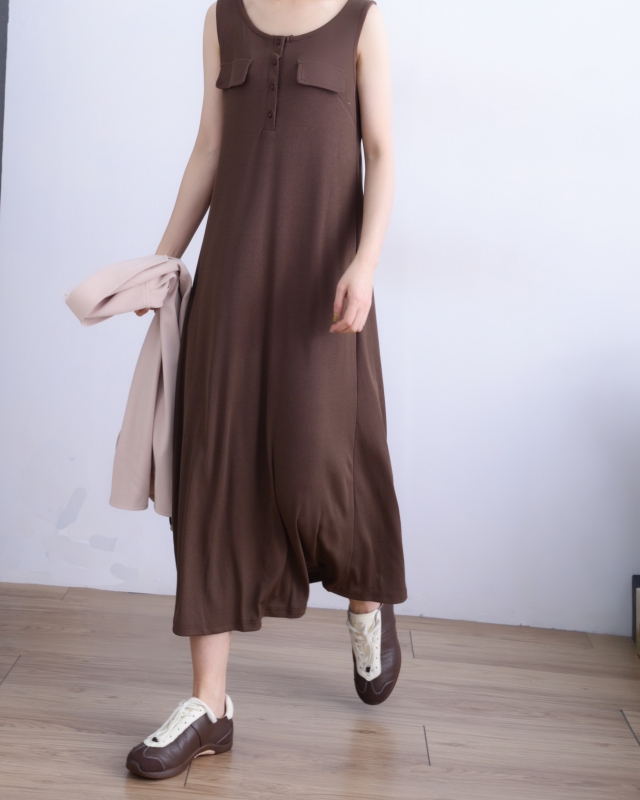 韓 U領背心長洋 3色