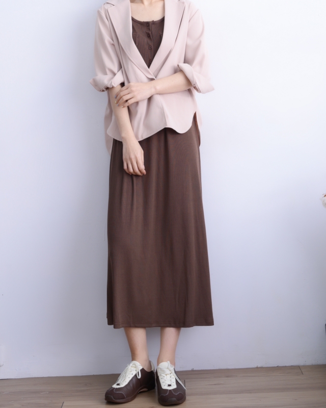 韓 U領背心長洋 3色