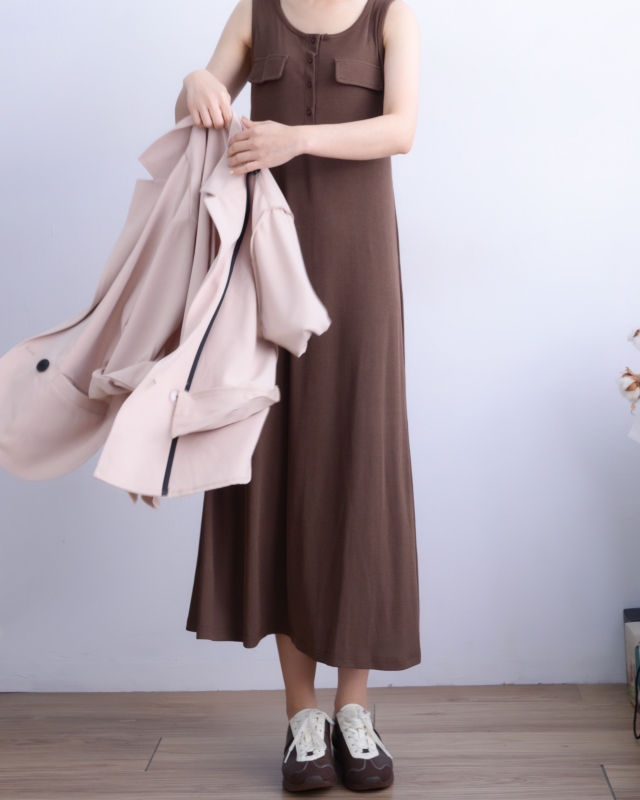 韓 U領背心長洋 3色