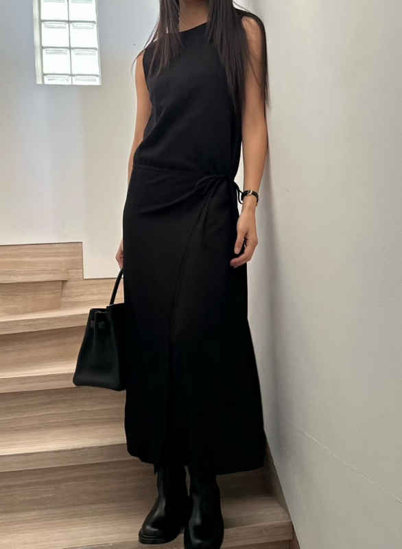 韓 側片綁帶長洋 3色