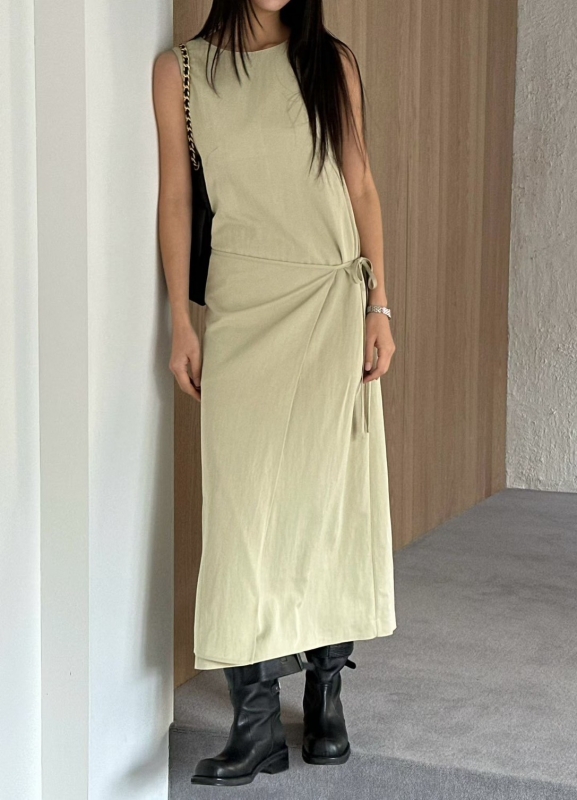 韓 側片綁帶長洋 3色